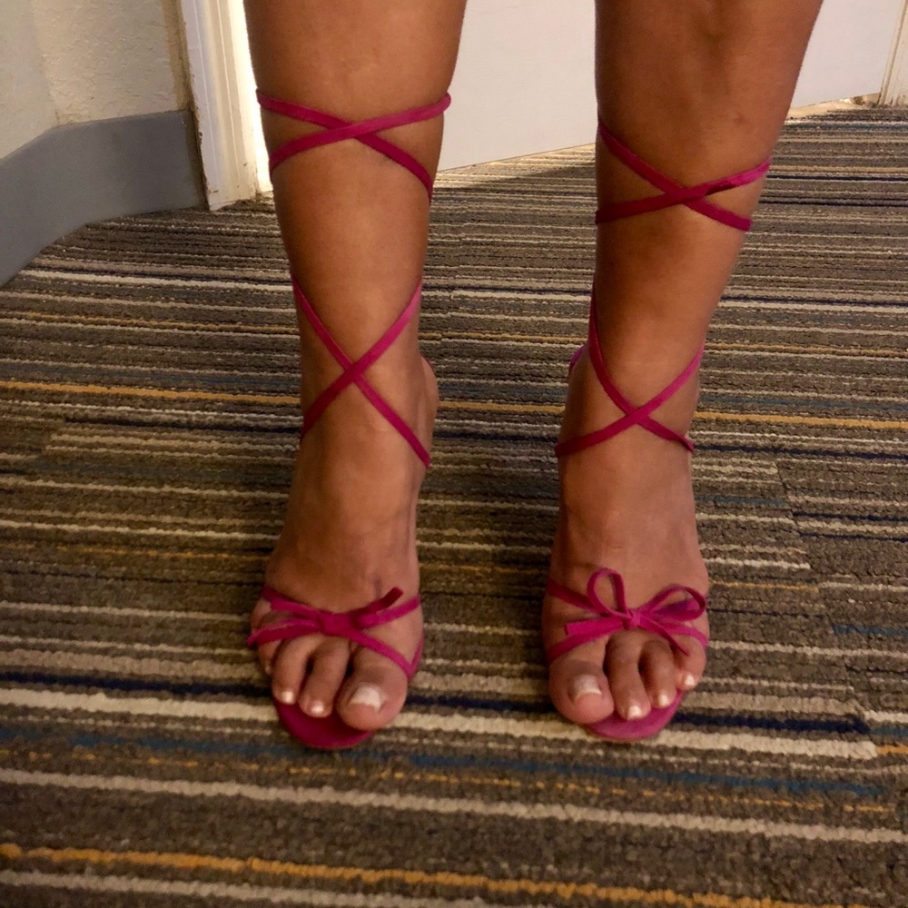 Manolo Blahnik lace up heels
